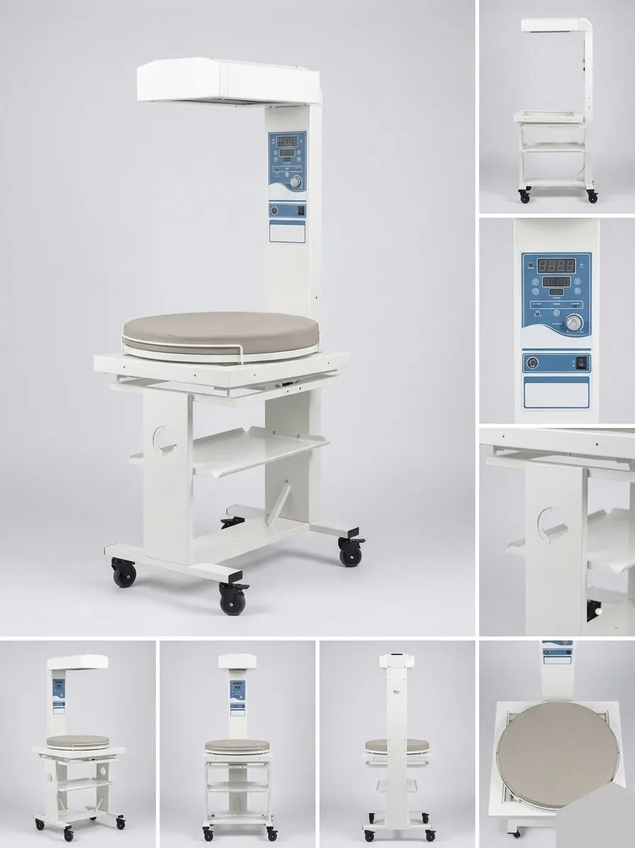 Clinical equipment metal housing with ventilation slots and connector cut-outs